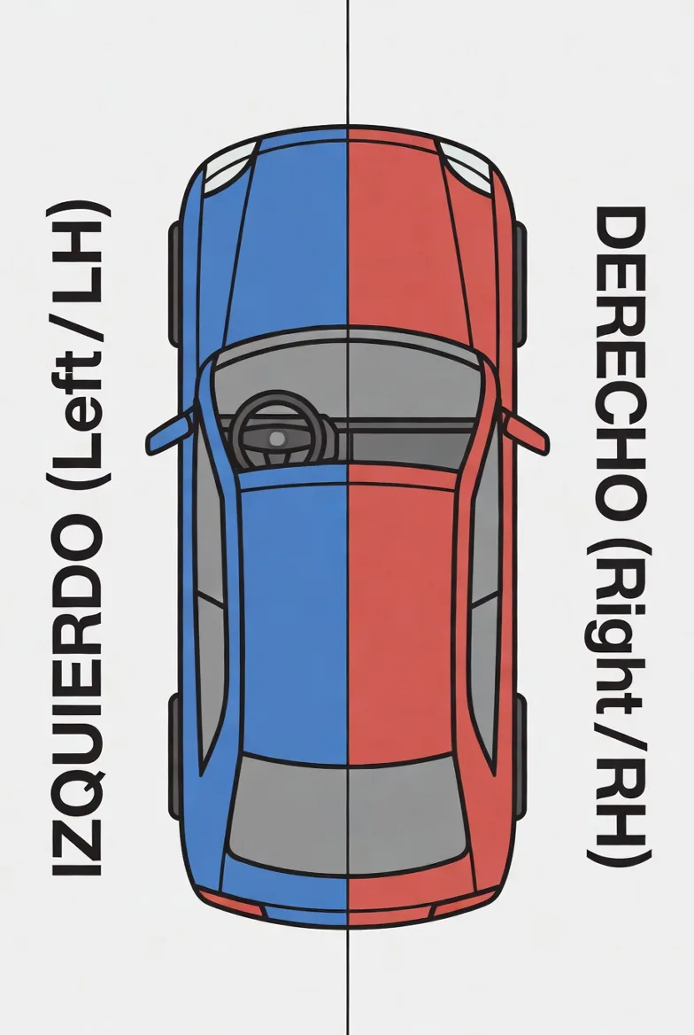 Referencia visual de lado izquierdo y lado derecho del vehículo